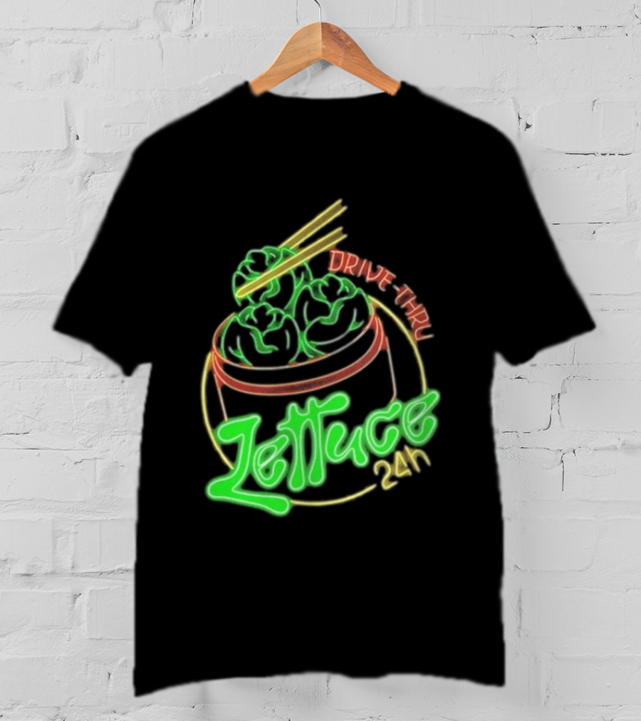 Lettuce Drive Thru 24 Hour Neon Bowl With Chopsticks T-Shirt