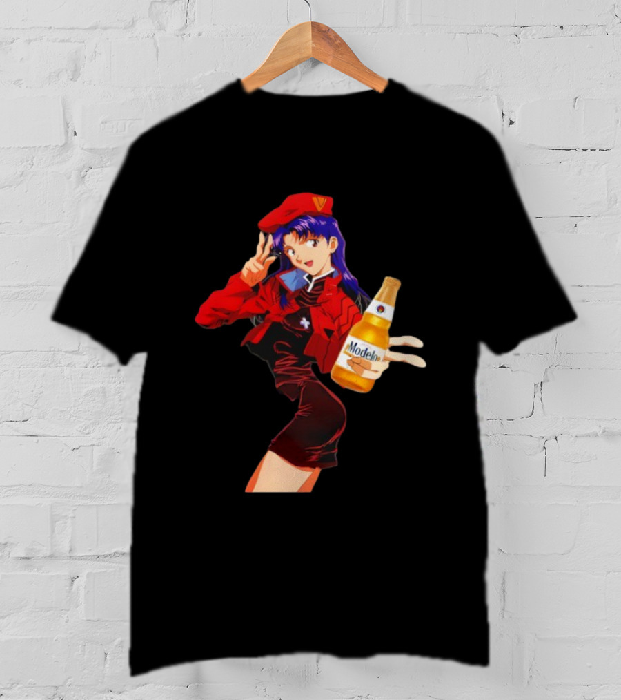 Misato Katsuragi Modelo Especial Beer Anime Fusion T-Shirt