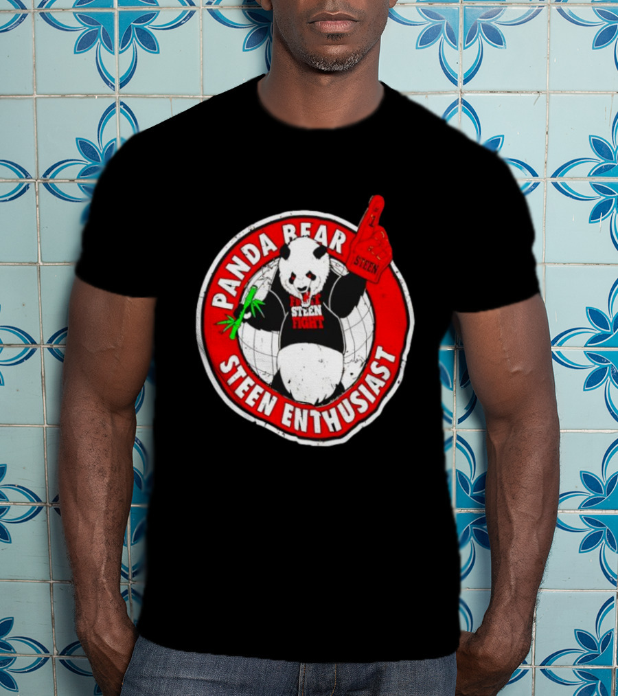Panda Bear Steen Fight Enthusiast With Foam Finger And Bamboo T-Shirt
