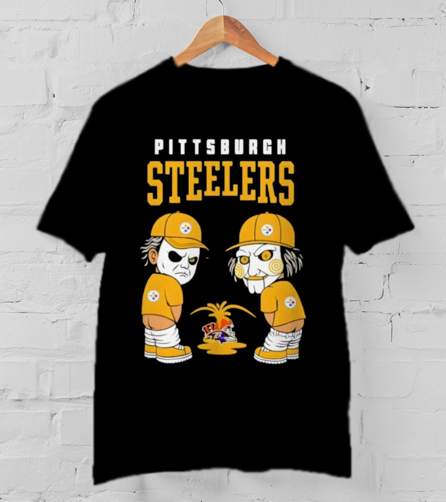 Pittsburgh Steelers Michael Myers Billy The Puppet Baltimore Ravens Vs Cleveland Browns Rivalry T-Shirt