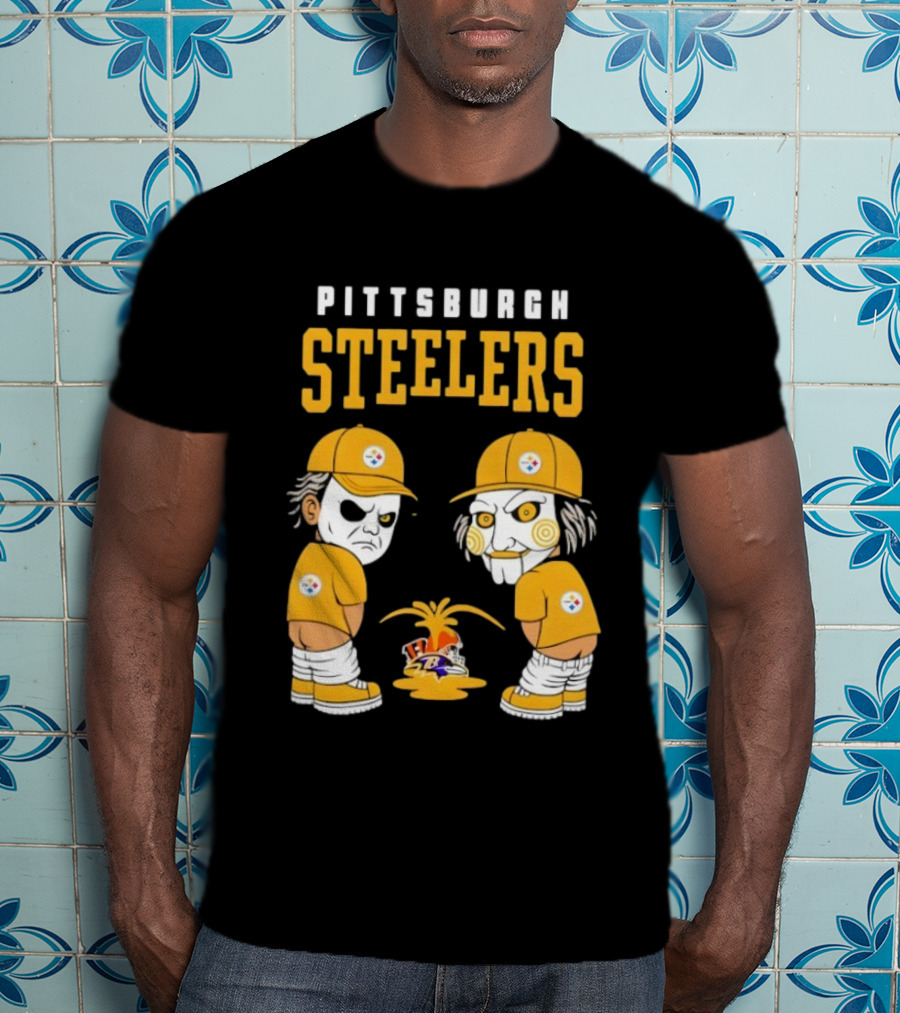 Pittsburgh Steelers Michael Myers Billy The Puppet Baltimore Ravens Vs Cleveland Browns Rivalry T-Shirt