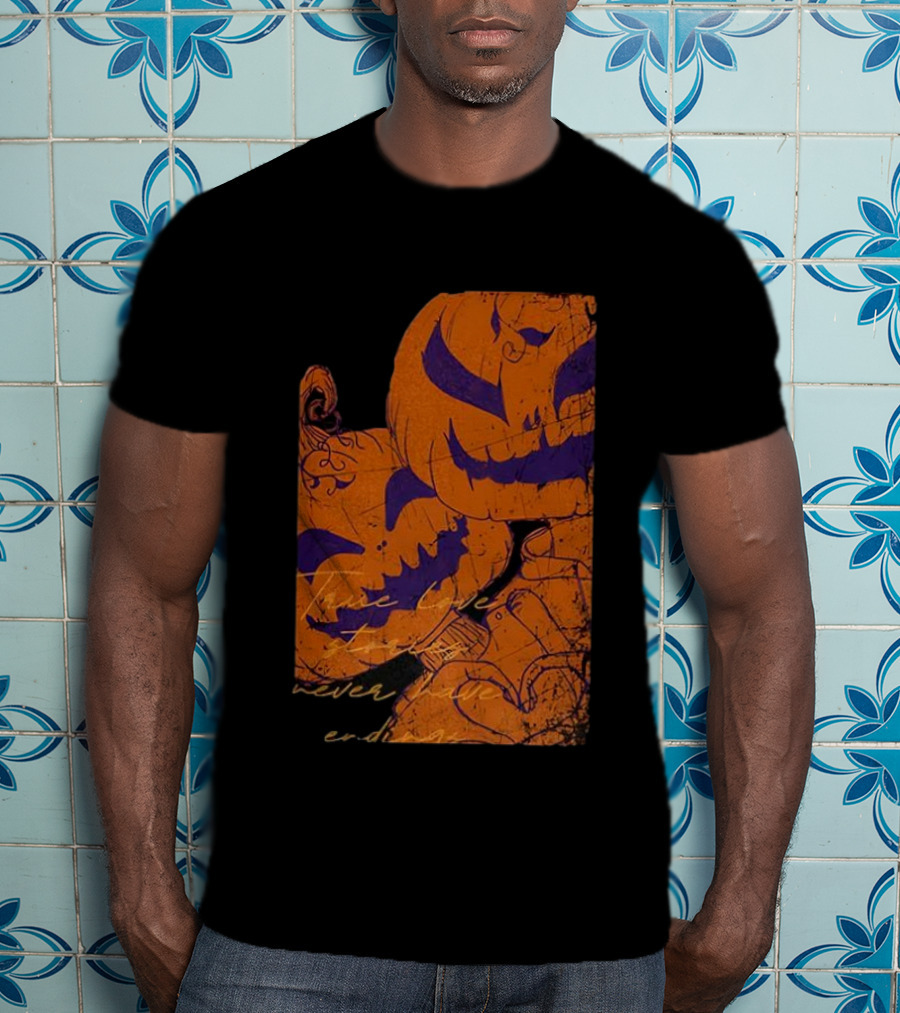 Pumpkin Head Selfie Love Stories Never Ending T-Shirt