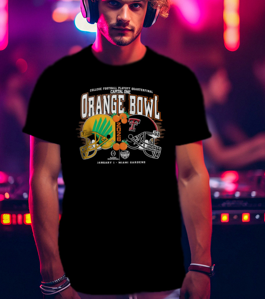 Texas Tech Red Raiders Oregon Ducks Orange Bowl 2025 CFP Quarterfinal Miami Gardens T-Shirt