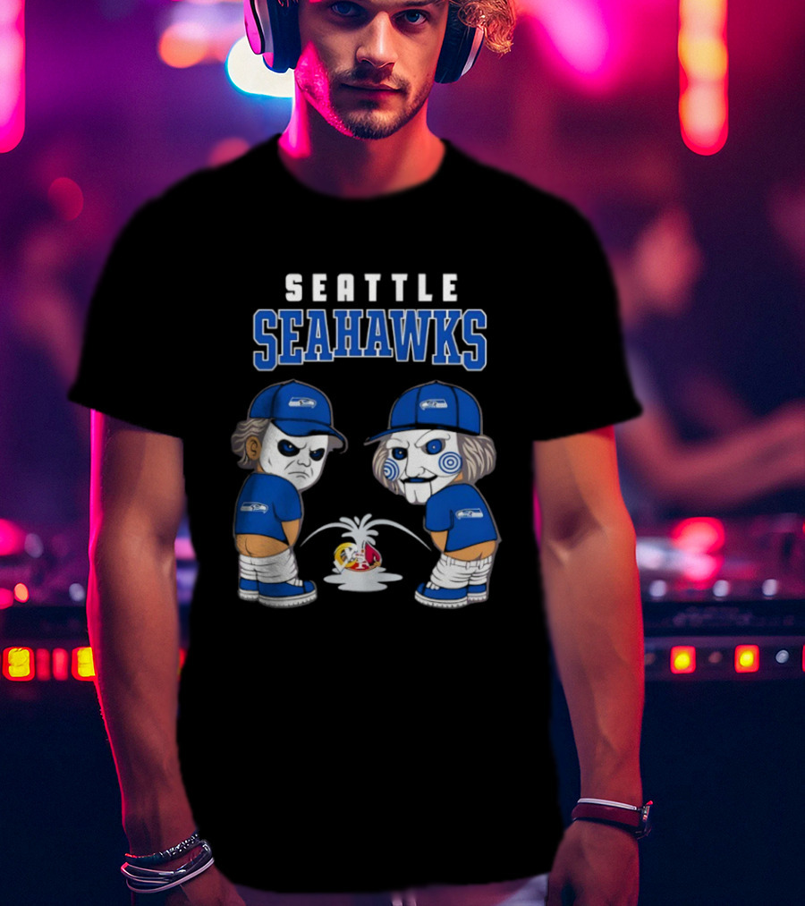 Seattle Seahawks Michael Myers Billy The Puppet Piss On Rival Teams T-Shirt