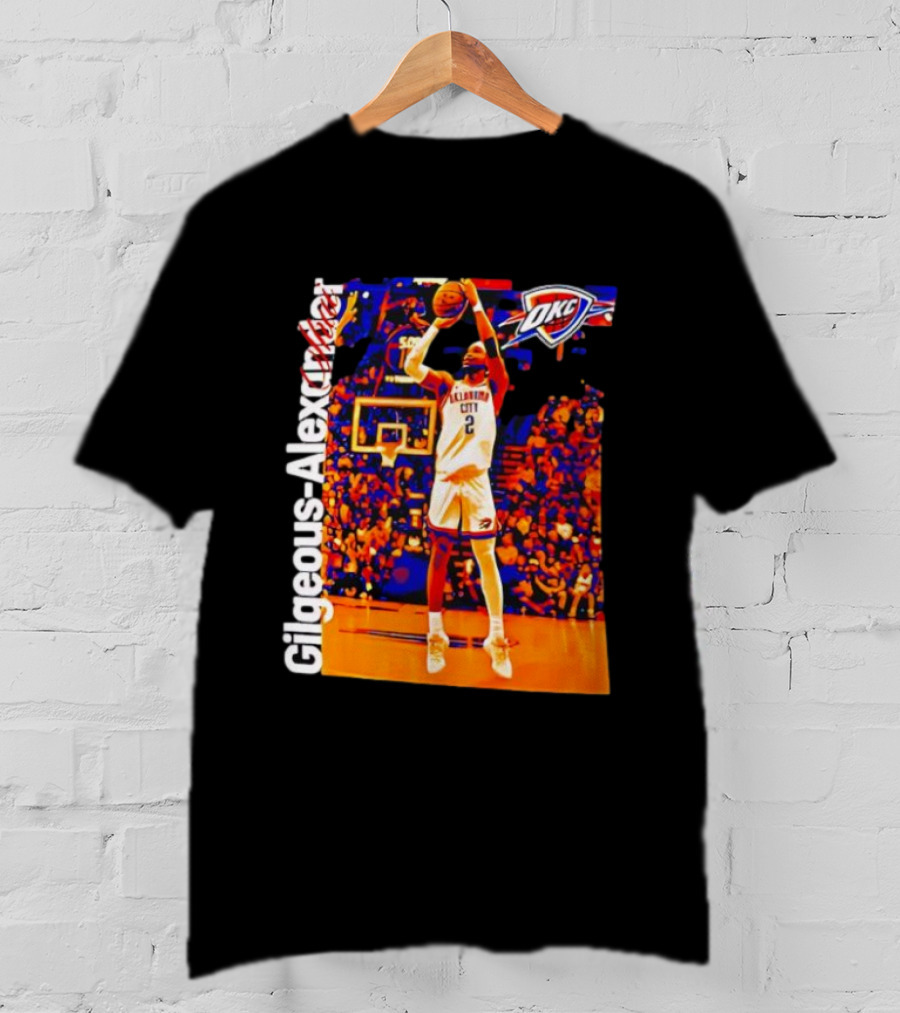 Oklahoma City Thunder Shai Gilgeous Alexander Basketball Action OKC Fans Gear T-Shirt