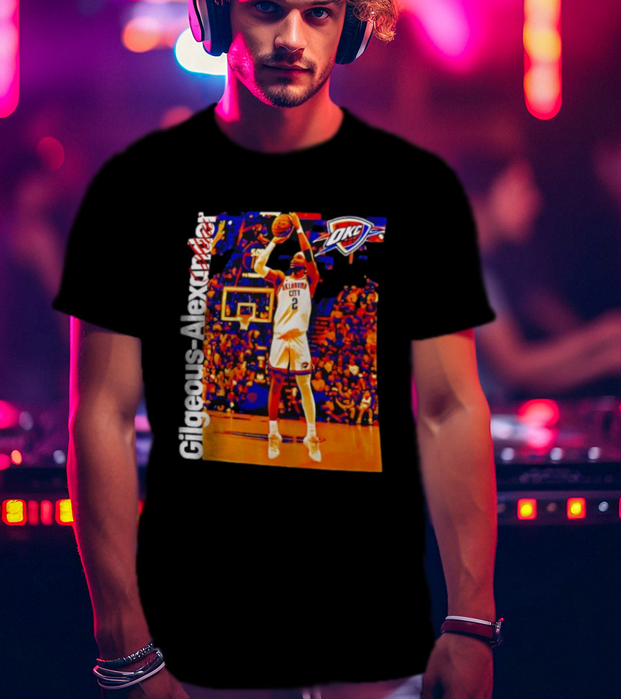 Oklahoma City Thunder Shai Gilgeous Alexander Basketball Action OKC Fans Gear T-Shirt