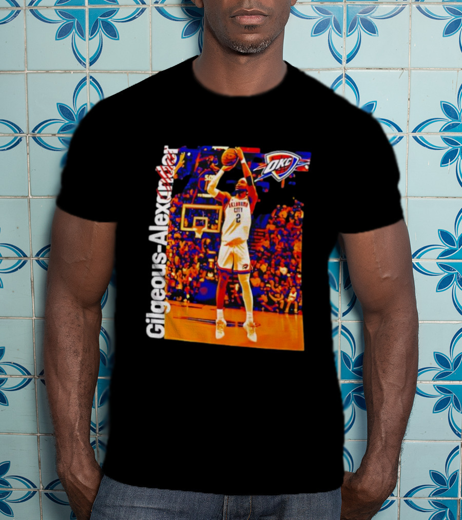 Oklahoma City Thunder Shai Gilgeous Alexander Basketball Action OKC Fans Gear T-Shirt