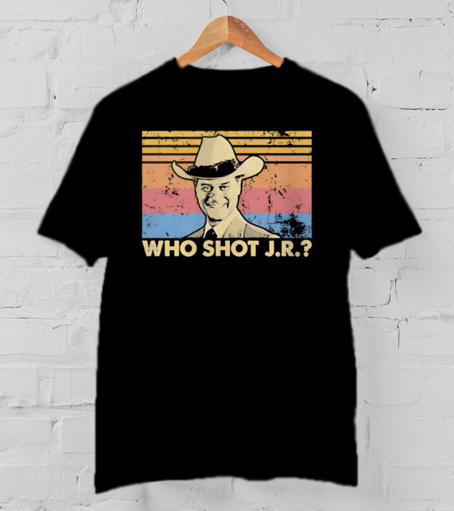 Who Shot J.R. Retro Cowboy Dallas TV Soap Opera Mystery T-Shirt