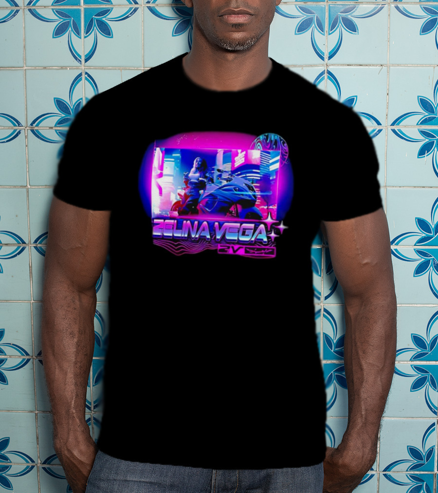 Zelina Vega Motorcycle Neon Cyberpunk WWE Champion T-Shirt