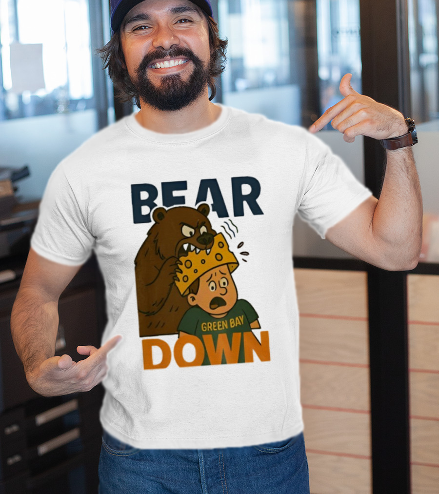 Bear Down Green Bay Packers Rivalry Cheesy Confrontation T-Shirt