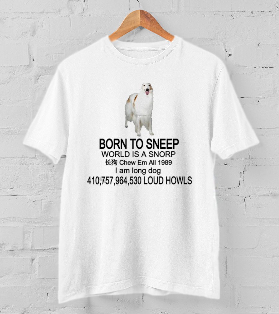 Borzoi Dog Born To Sneep World Is A Snorp I Am Long Dog T-Shirt