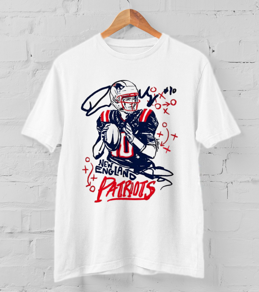 Drake Maye New England Patriots Quarterback XOXO Playbook T-Shirt