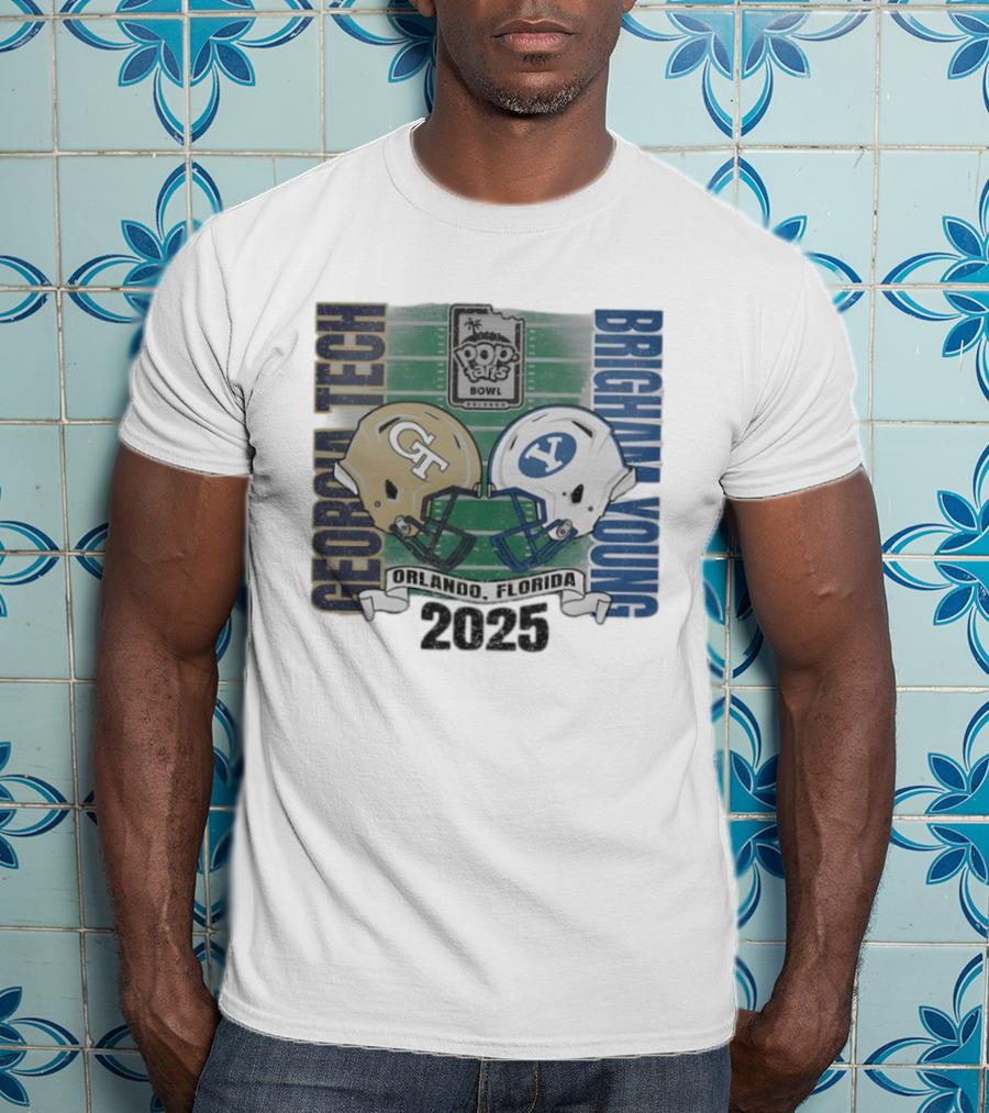 Georgia Tech Vs Brigham Young 2025 Pop Tarts Bowl Orlando Football Helmets T-Shirt