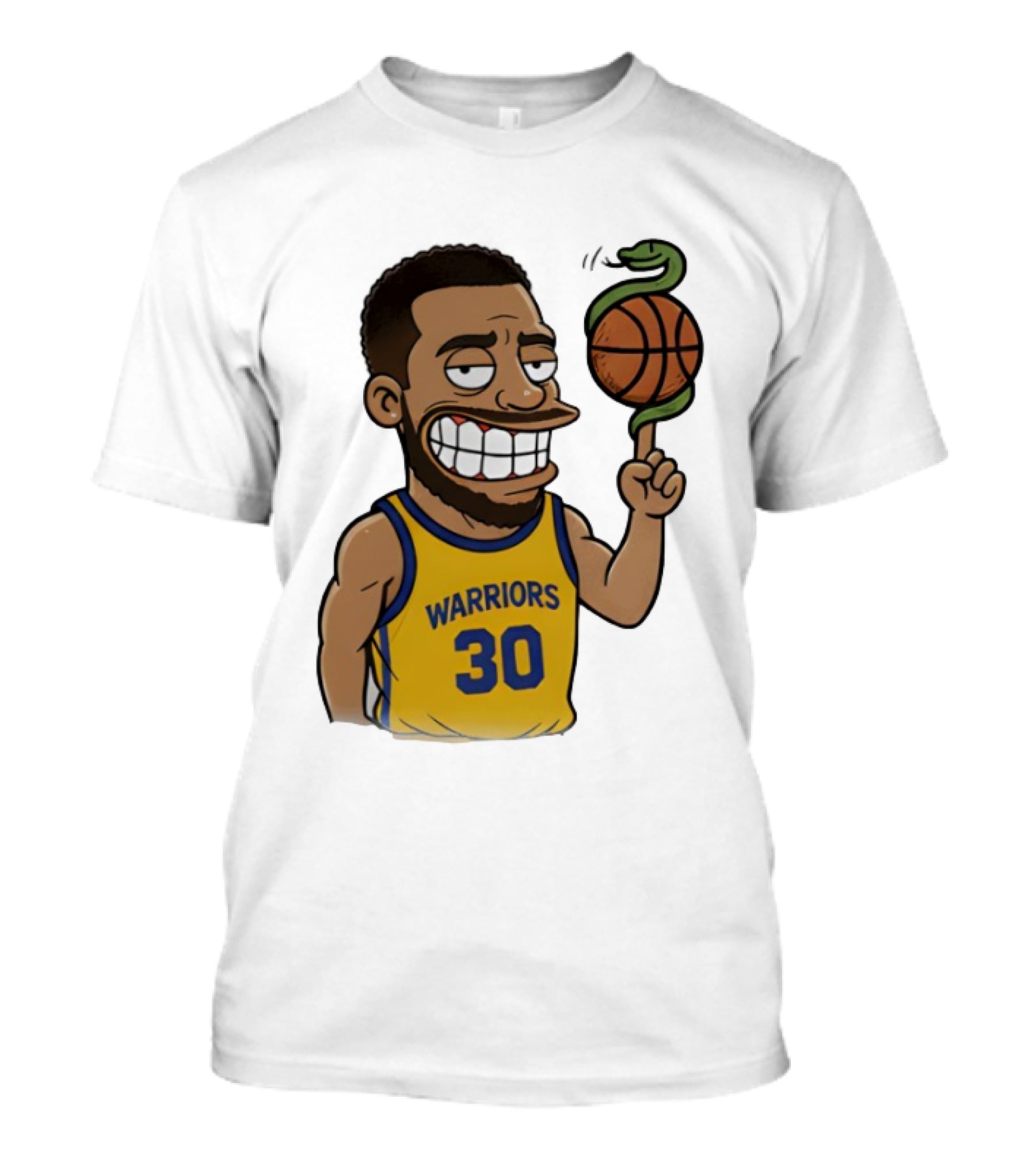 Warriors 30 Steph Curry Cartoon Snake Basketball T-Shirt