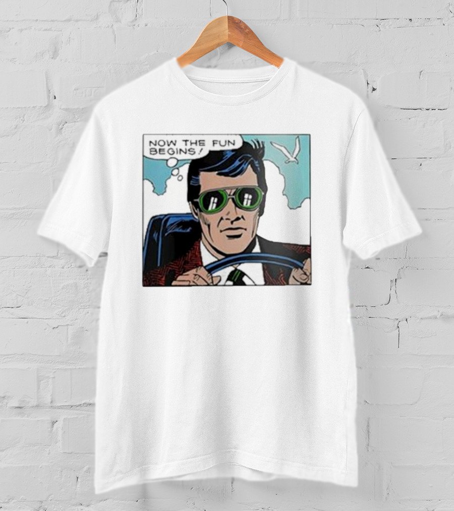 Now The Fun Begins Retro Driver Comic Panel T-Shirt
