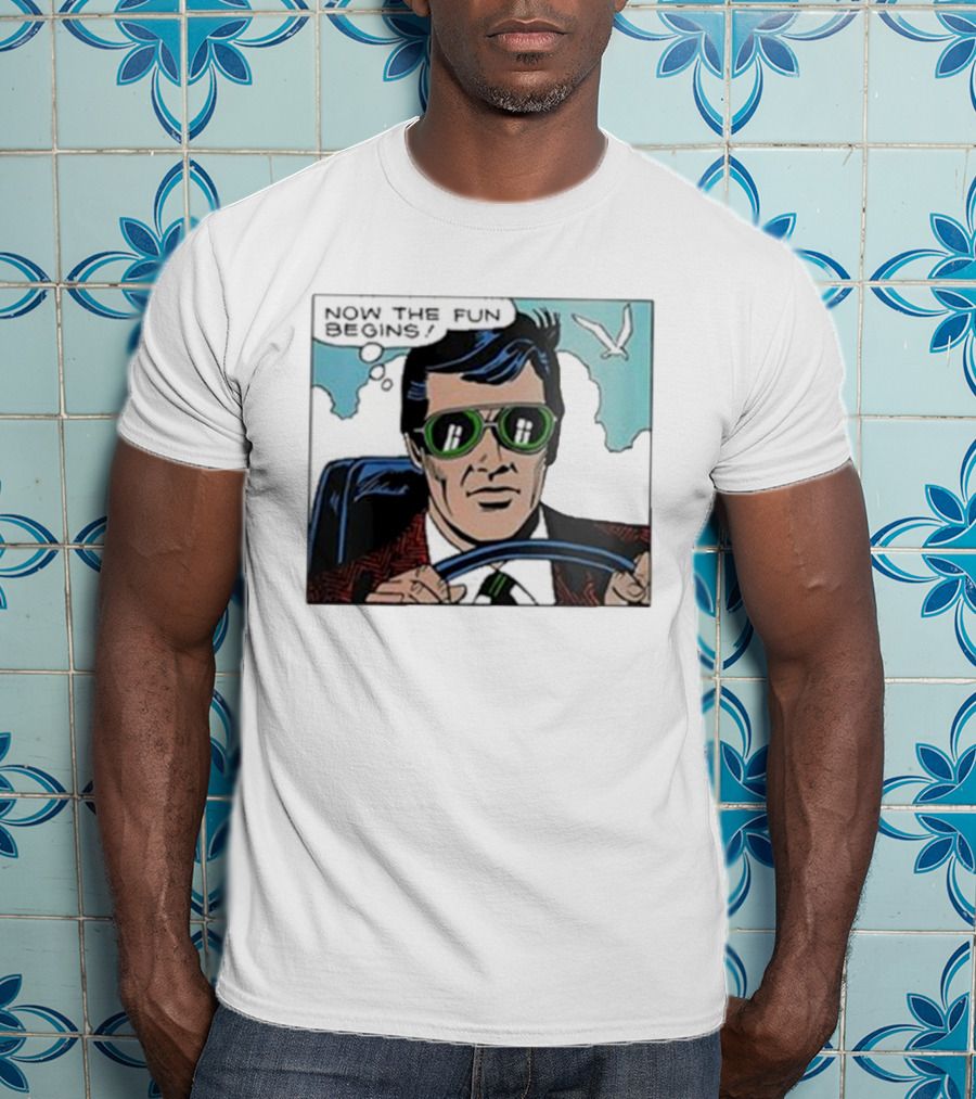 Now The Fun Begins Retro Driver Comic Panel T-Shirt