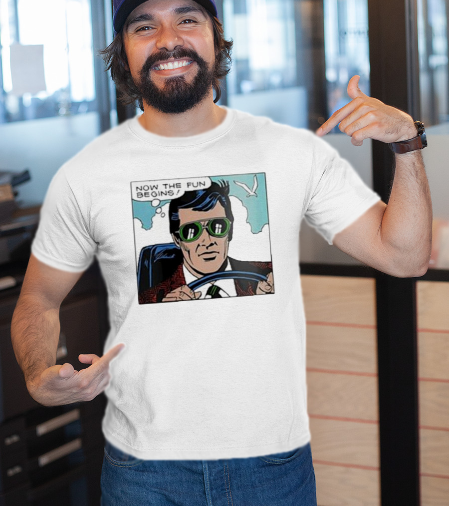 Now The Fun Begins Retro Driver Comic Panel T-Shirt