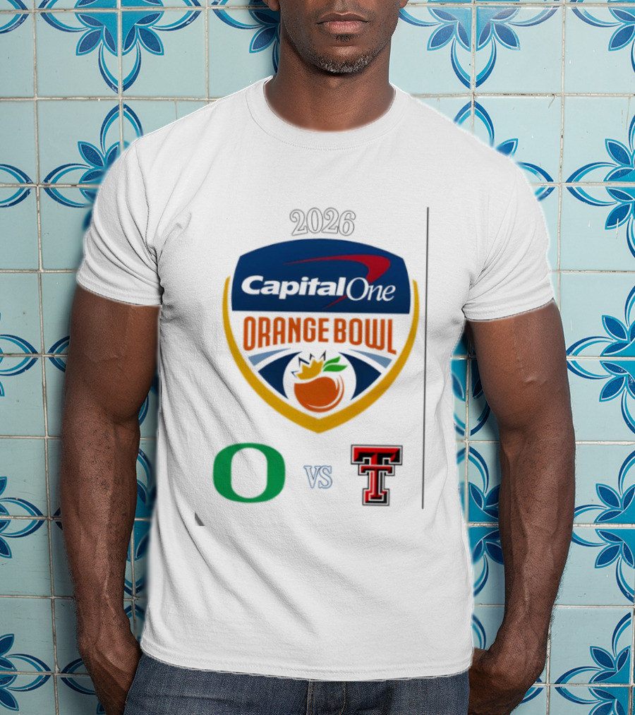 Oregon Ducks Vs Texas Tech Red Raiders 2026 Capital One Orange Bowl Matchup T-Shirt