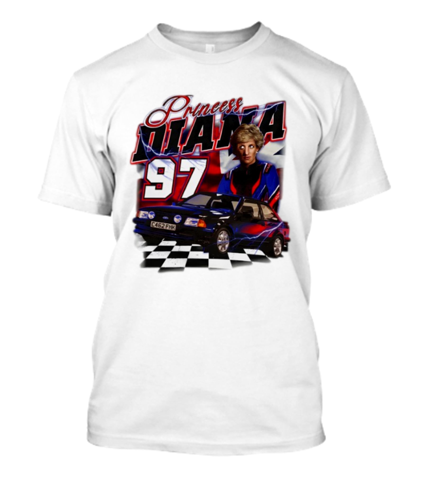 Princess Diana 97 Racer Car Union Jack T-Shirt