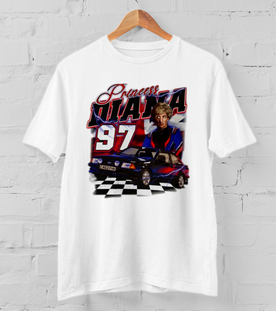 Princess Diana 97 Racer Car Union Jack T-Shirt