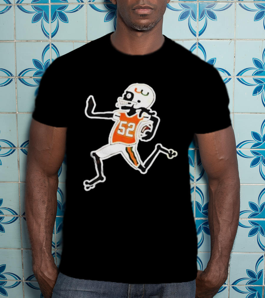 Francisco Mauigoa Skeletal 52 Miami Hurricanes Football Player T-Shirt