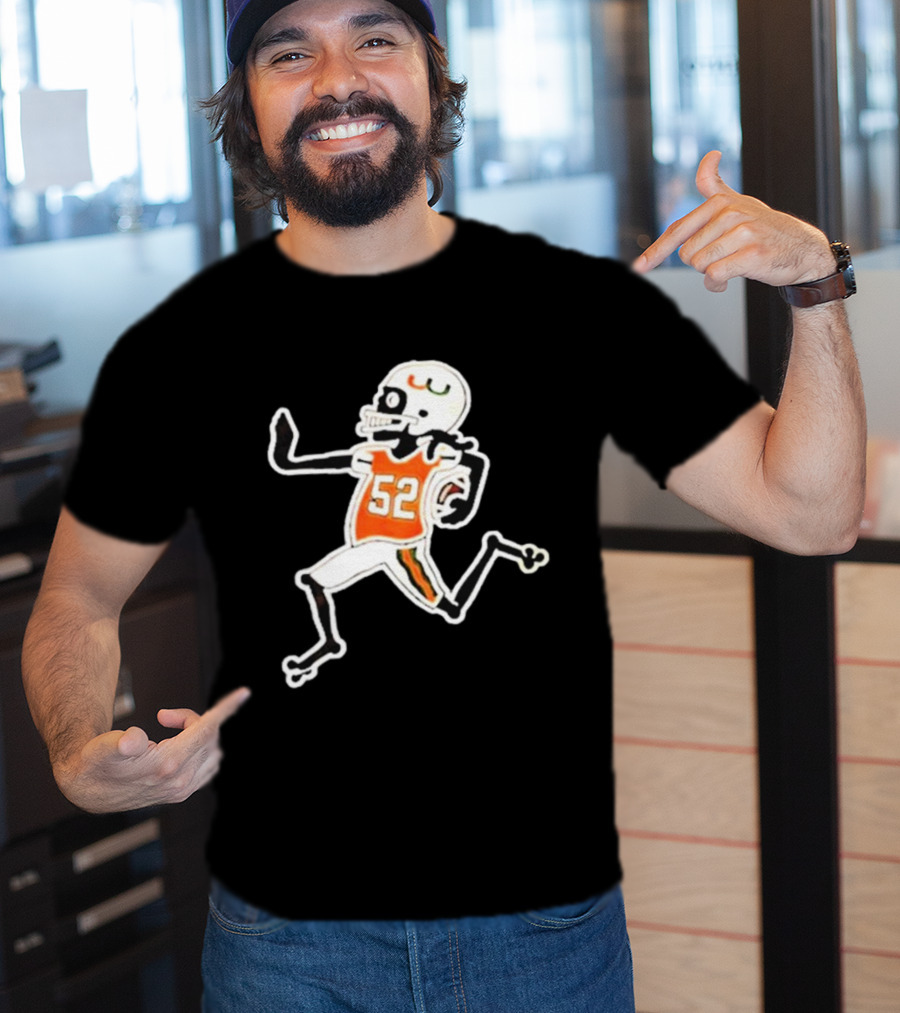 Francisco Mauigoa Skeletal 52 Miami Hurricanes Football Player T-Shirt