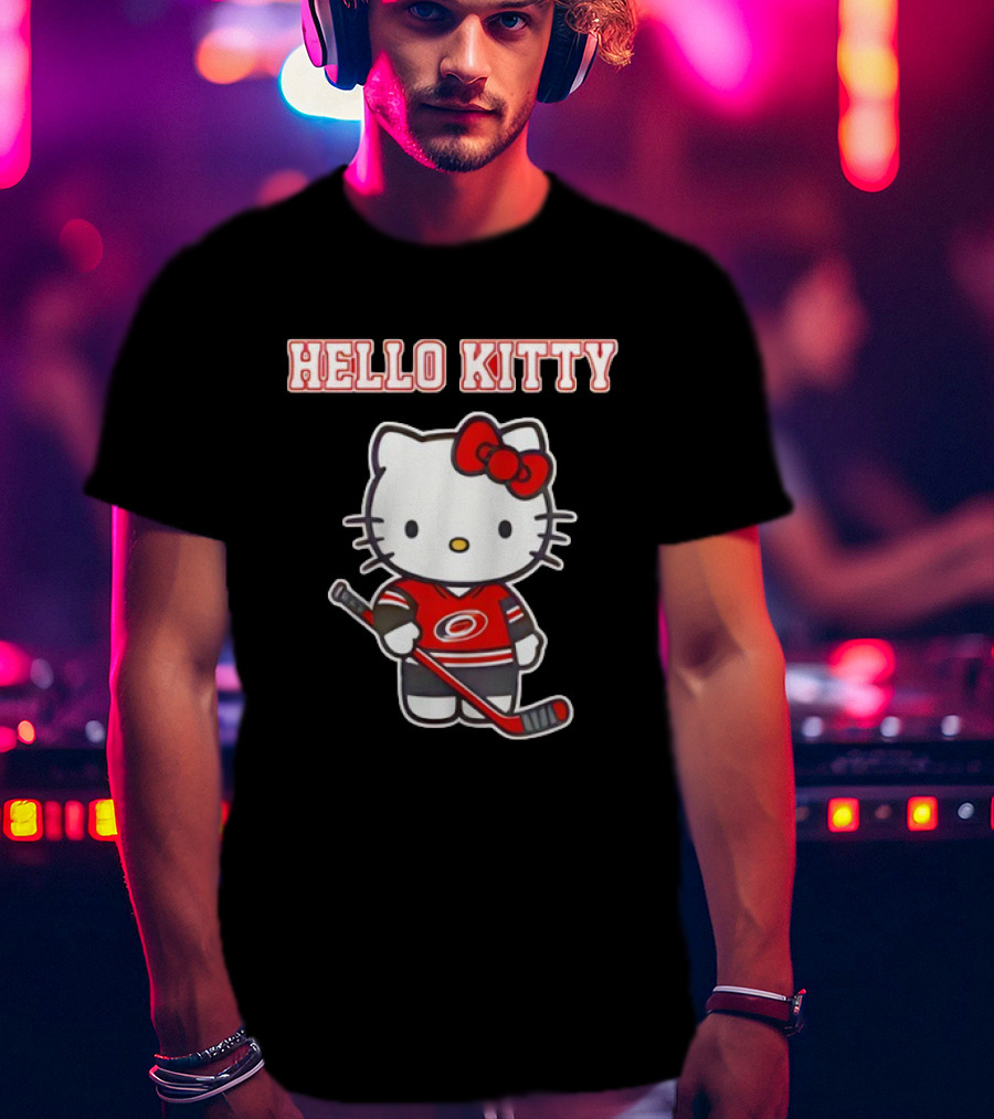 Carolina Hurricanes Hello Kitty Night Cute Hockey T-Shirt