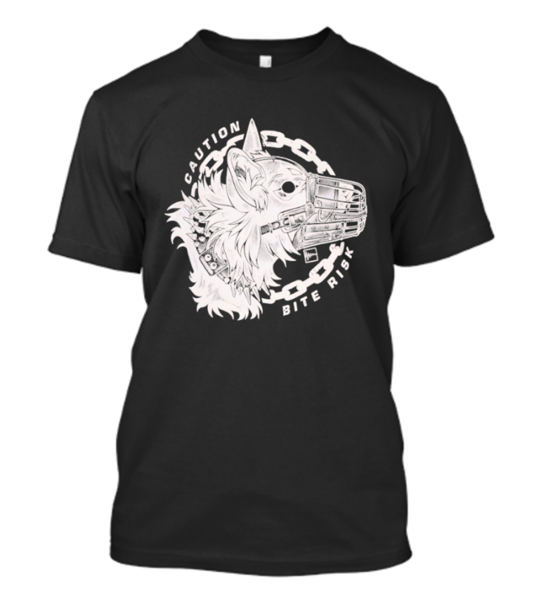 Caution Bite Risk Dog Muzzle Chain T-Shirt