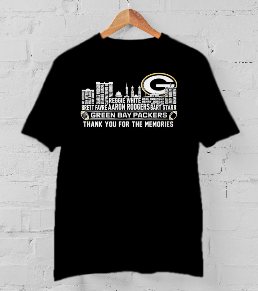Green Bay Packers Aaron Rodgers City Skyline Thank You For The Memories T-Shirt