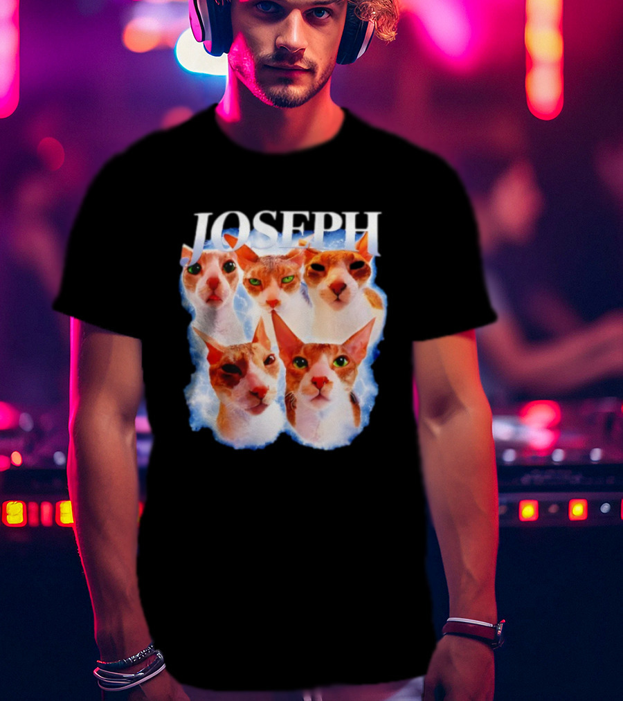 JOSEPH Five Cat Faces Blue Aura T-Shirt