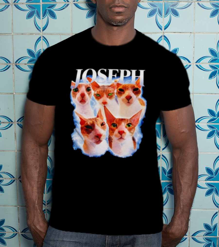 JOSEPH Five Cat Faces Blue Aura T-Shirt