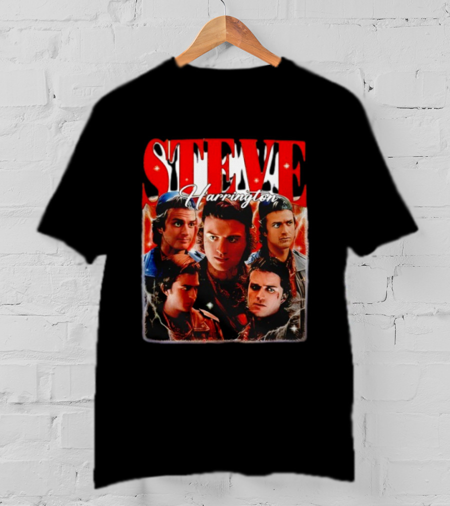 Steve Harrington Character Collage Flame Background T-Shirt