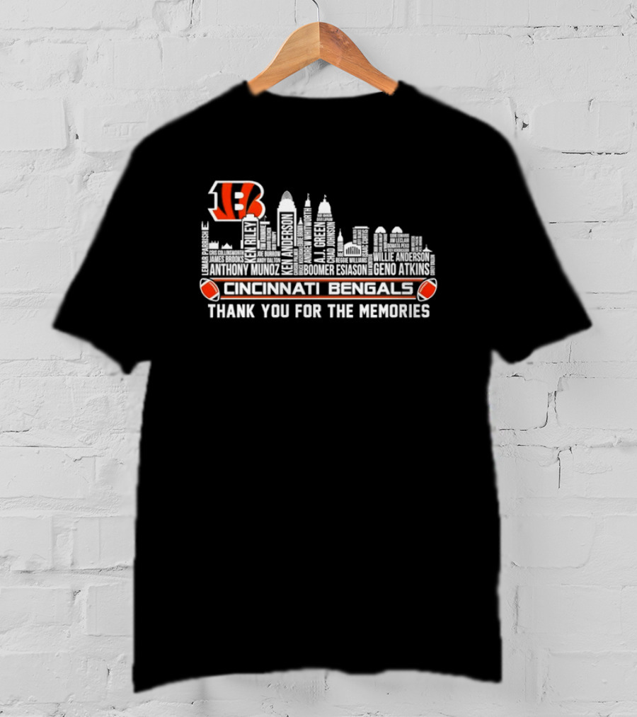 Cincinnati Bengals NFL Team City Skyline Thank You For The Memories T-Shirt