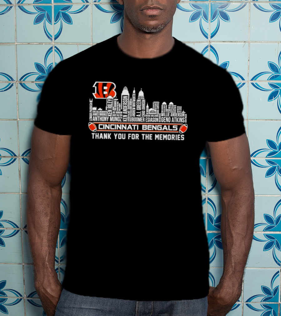 Cincinnati Bengals NFL Team City Skyline Thank You For The Memories T-Shirt