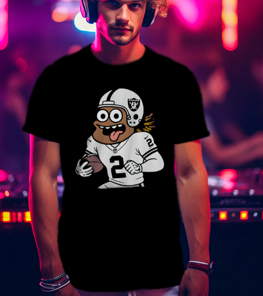 Las Vegas Raiders Ashton Jeanty Cartoon Number 2 Football Player T-Shirt