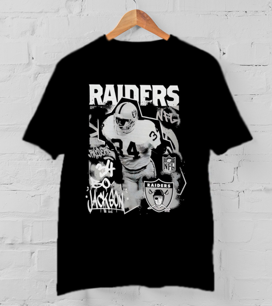 Las Vegas Raiders Bo Jackson 34 Mitchell And Ness Star Player NFL Raiders T-Shirt