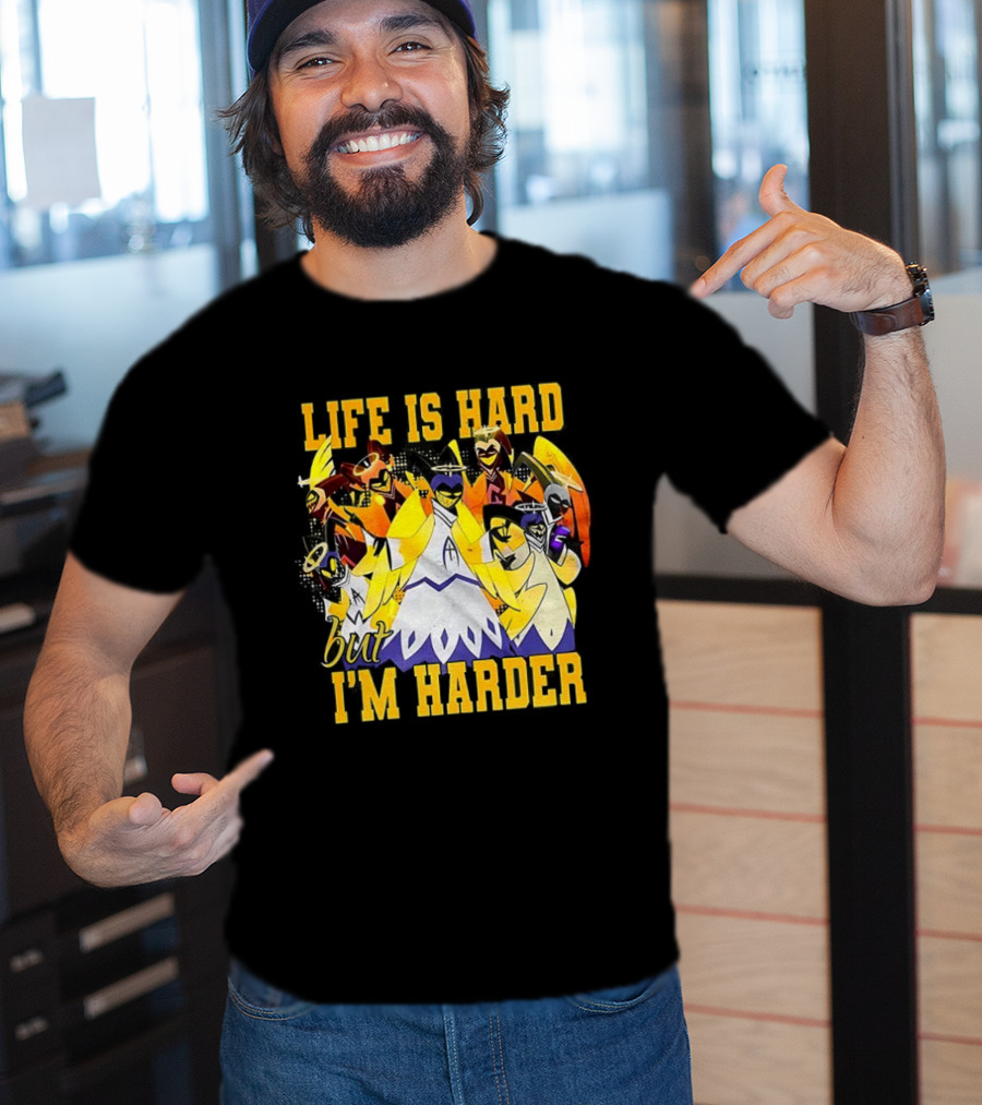 Hazbin Hotel Life Is Hard But I'm Harder Yellow Characters T-Shirt