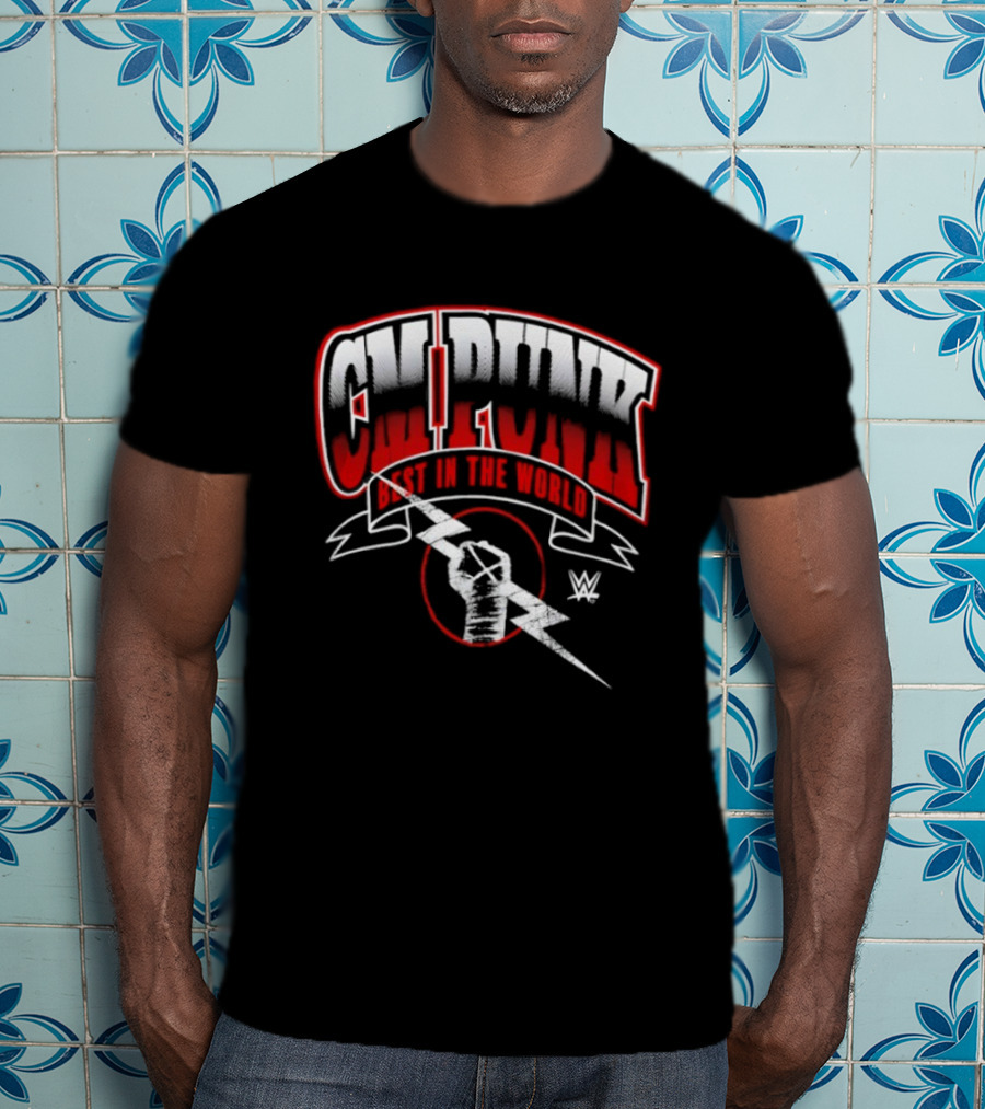 CM Punk Best In The World WWE Logo Lightning Fist T-Shirt
