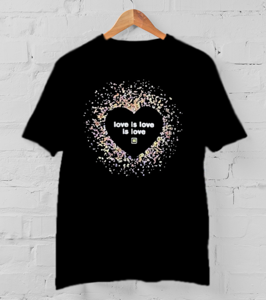 Love Is Love Is Love Heart LGBTQ Pride Multicolor Hearts T-Shirt