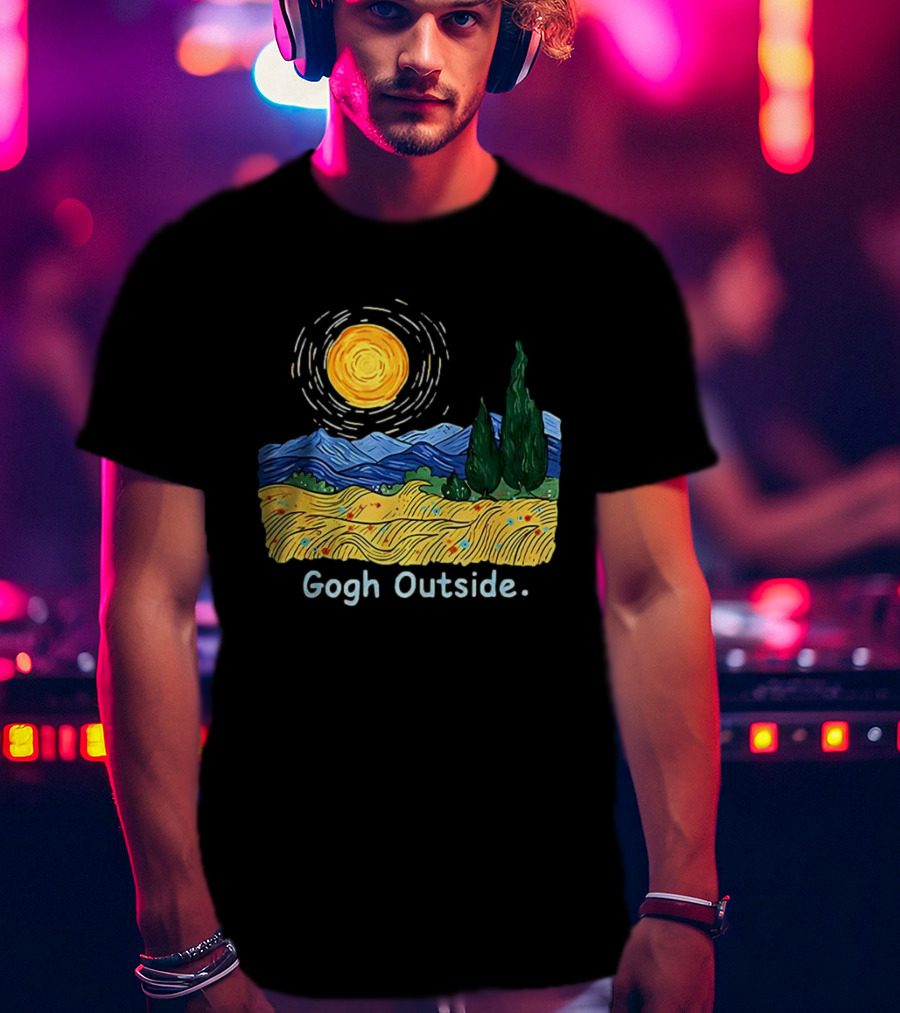 Gogh Outside Starry Night Sun Landscape T-Shirt