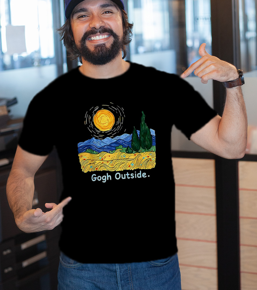 Gogh Outside Starry Night Sun Landscape T-Shirt
