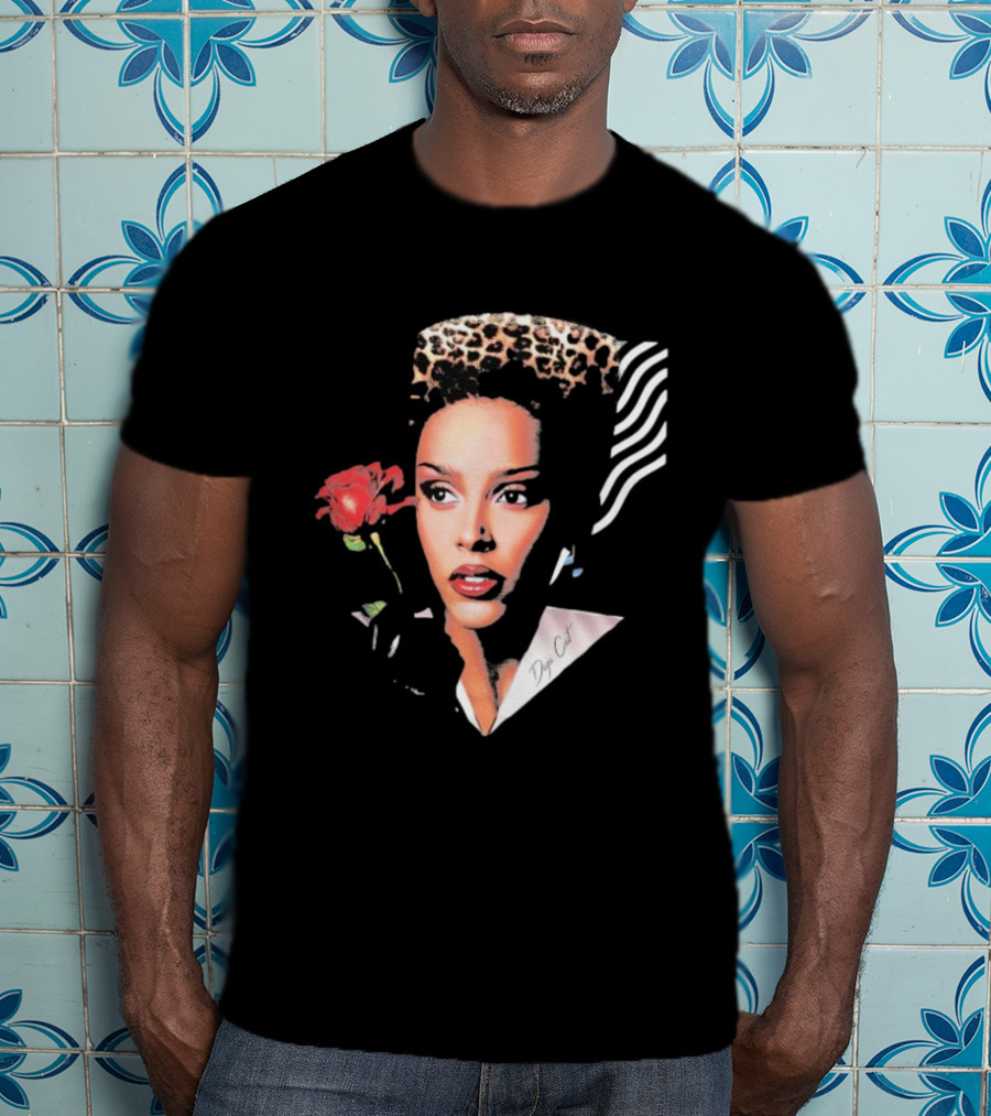 Doja Cat Vie Glamour Leopard Print Rose T-Shirt