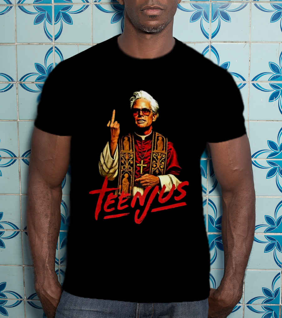 Saint Billy Middle Finger Teenjus Caricature T-Shirt