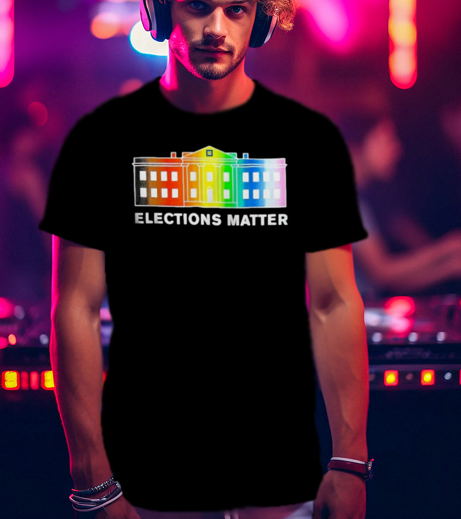Elections Matter Human Rights Campaign Rainbow White House T-Shirt