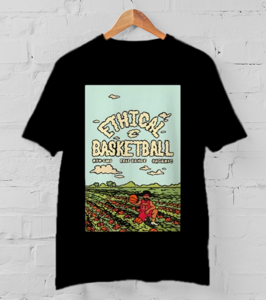 Ethical Basketball Non GMO Free Range Organic Vintage Style Cartoon Player T-Shirt