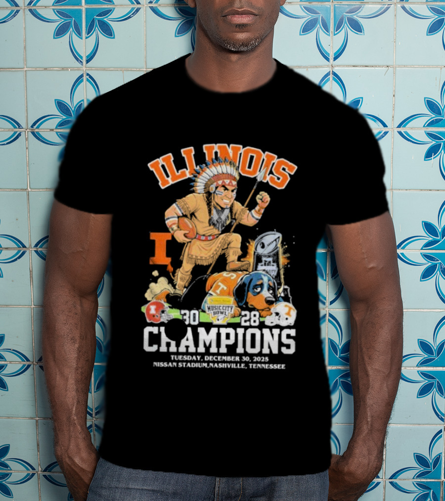 Illinois Fighting Illini Music City Bowl 2025 Champions December 30 Nashville 30 28 Score T-Shirt