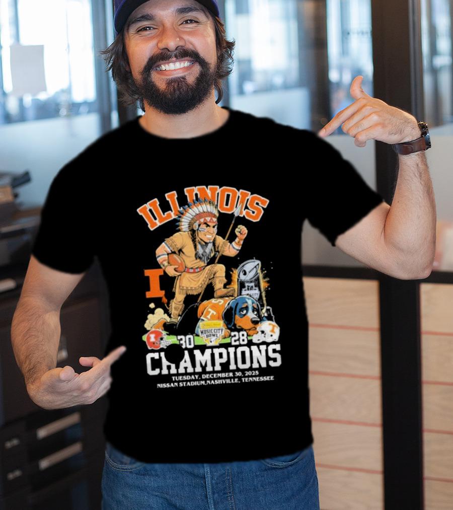 Illinois Fighting Illini Music City Bowl 2025 Champions December 30 Nashville 30 28 Score T-Shirt