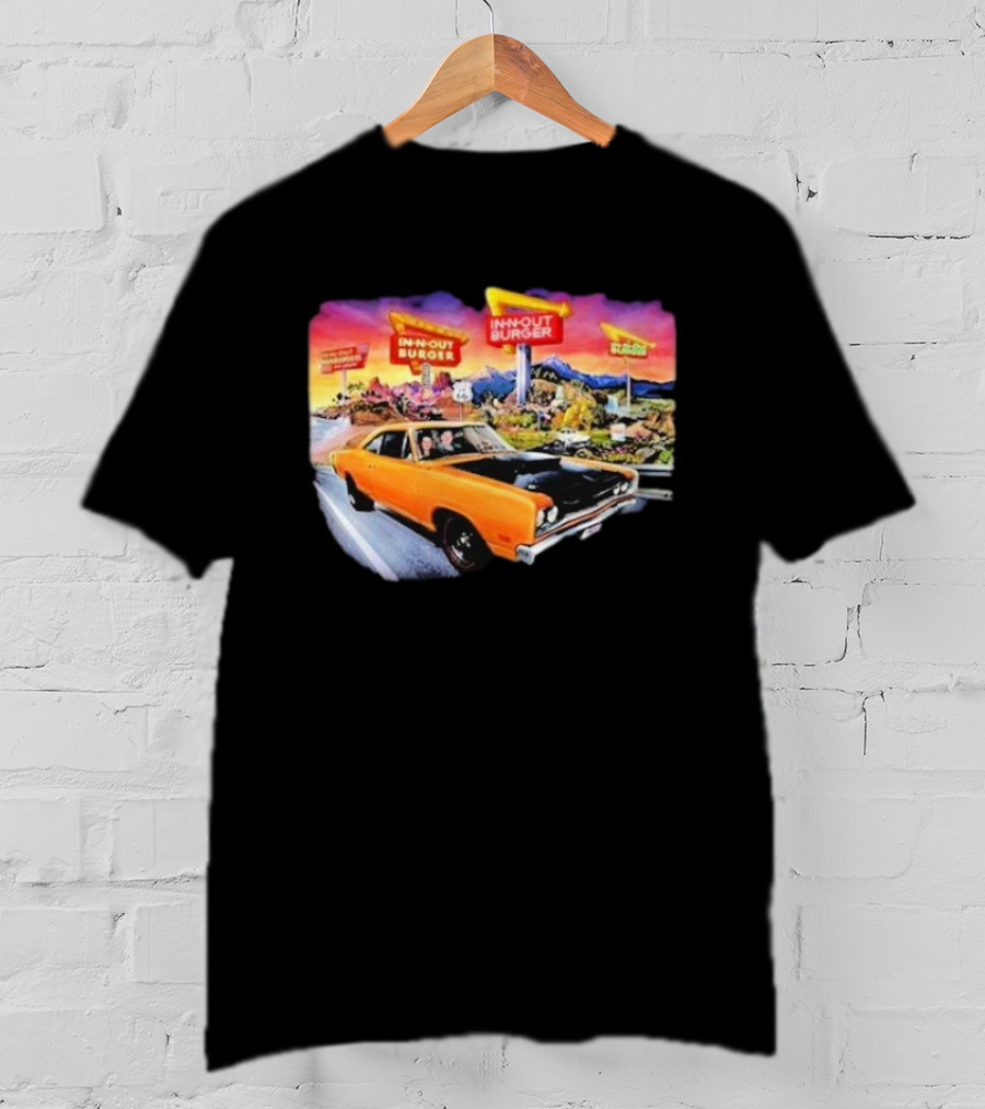 In N Out Burger Road Trip Classic Car Sunset Adventure 2026 T-Shirt