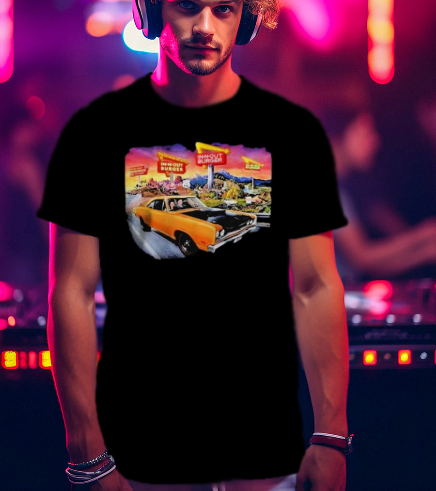 In N Out Burger Road Trip Classic Car Sunset Adventure 2026 T-Shirt