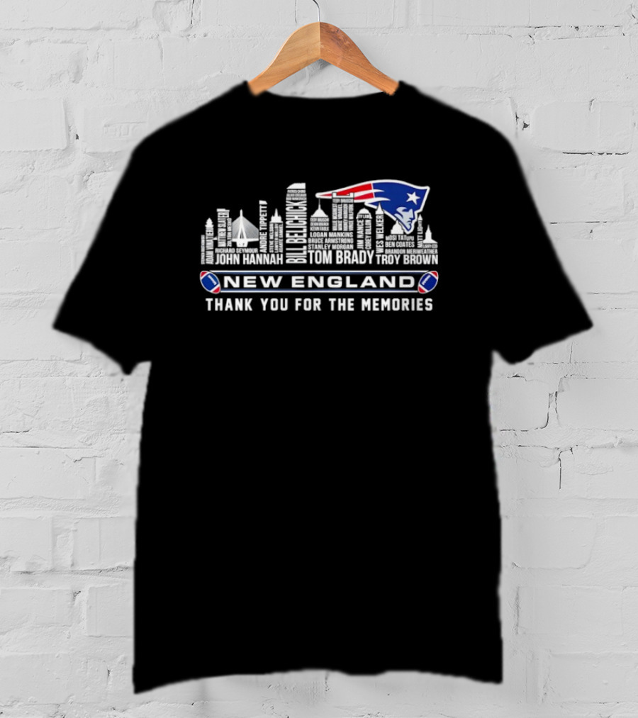 New England Patriots Tom Brady Randy Moss City Skyline Thank You For The Memories T-Shirt
